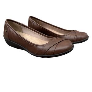 LifeStride Elevated Office Flats Wedges Slip In Closed Toe Brown I Loyal Size 7